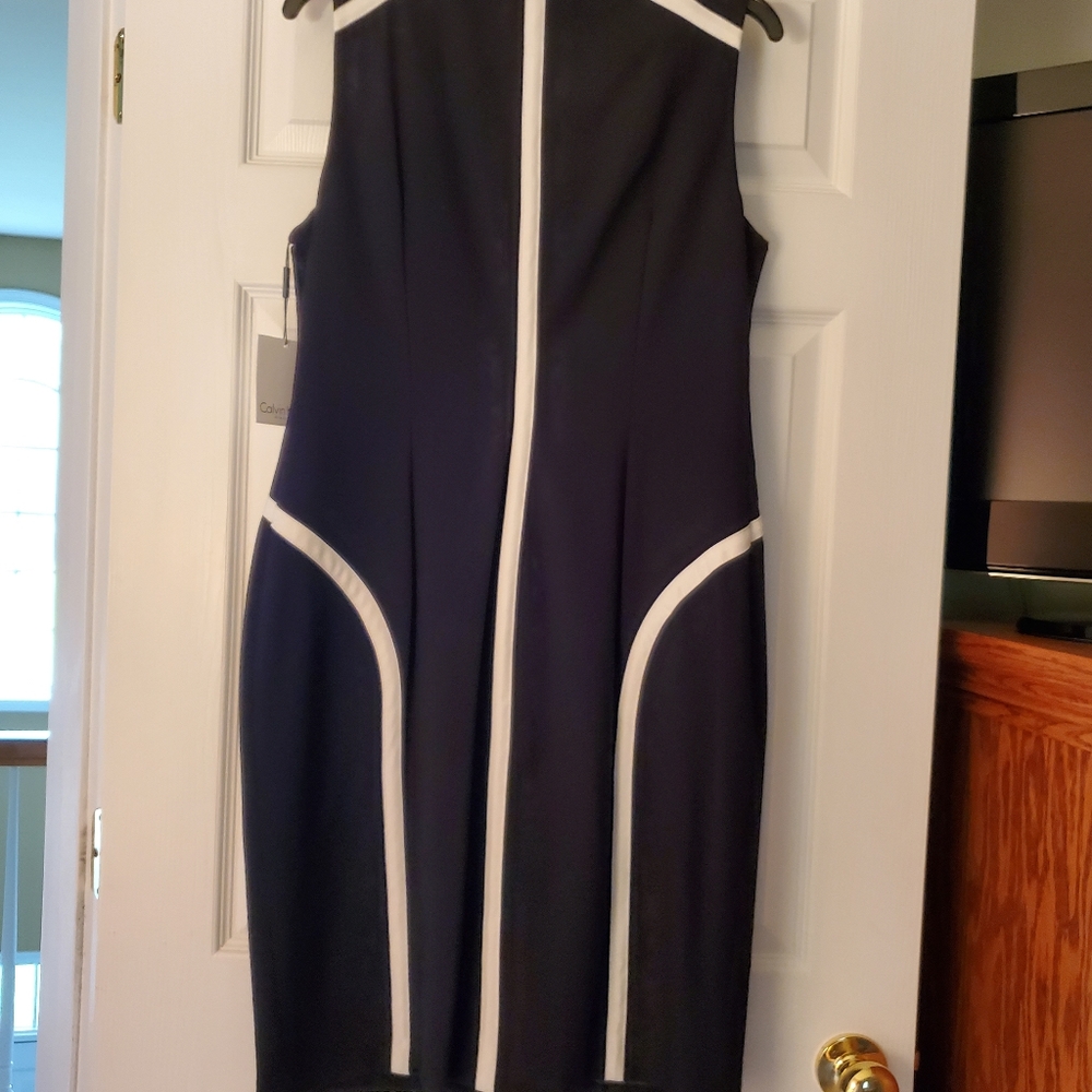 Black dress with white trim